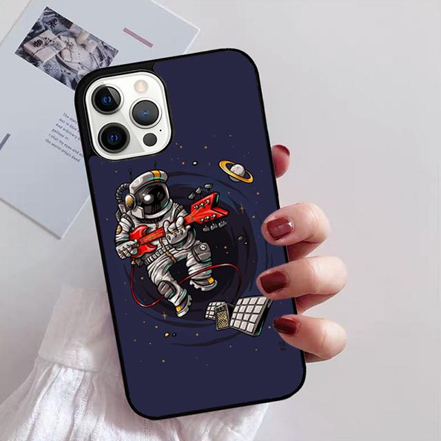 Space Astronaut Illustration Phone Case for iPhone 11 12 13 14 Pro Max Mini XR XS SE 2020 6 7 8 Plus Samsung S21 S22 Coque Funda