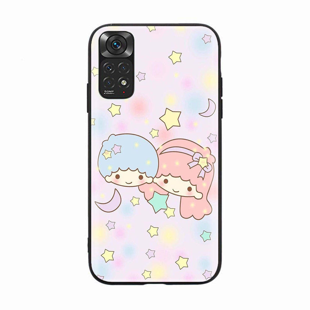 Black Case for Samsung Note 20 Lite S24 Ultra S23 A03 A05 A06 A11 A71 A15 A16 A13 A24 A25 A33 A52 A53 A50 M55 M35 Plus H-4 Little Twin Stars