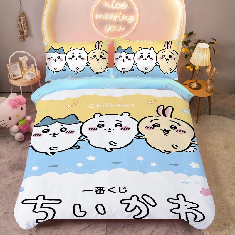 Bedding Set Colorful Print Polyester Student Dormitory Bed Sheet Quilt Cover Kid Gift Home Textile Decorative