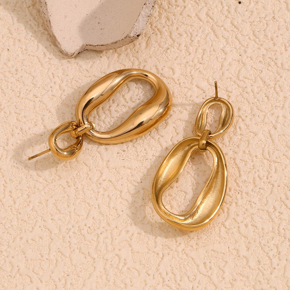 MamacitaSlay 316L Stainless Steel Irregular Double O Letter Earrings Waterproof 18K Gold Plated Jewelry Women's Charm Earrings