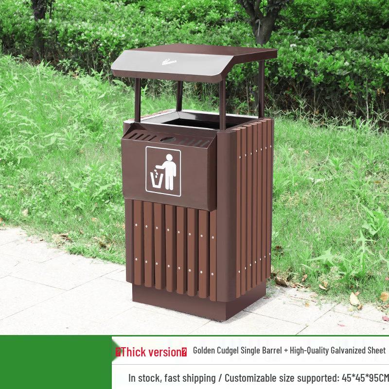 

Golden Cudgel Design Outdoor Stainless Steel Single Trash Can