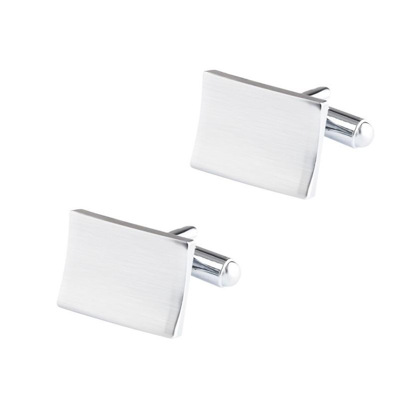 Rectangular Silver Concave Brushed Copper Metal Cufflinks Men s French CL-C063
