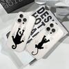 Black Cat Scratching Wall Phone Case Soft Transparent Case For IPhone 17 16 15 14 13 12 11 Pro Max Mini Plus Shockproof Cover Ca