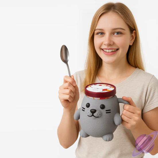 Ice Cream Pint Sleeves Cover with Spoon Handle Cute Animal