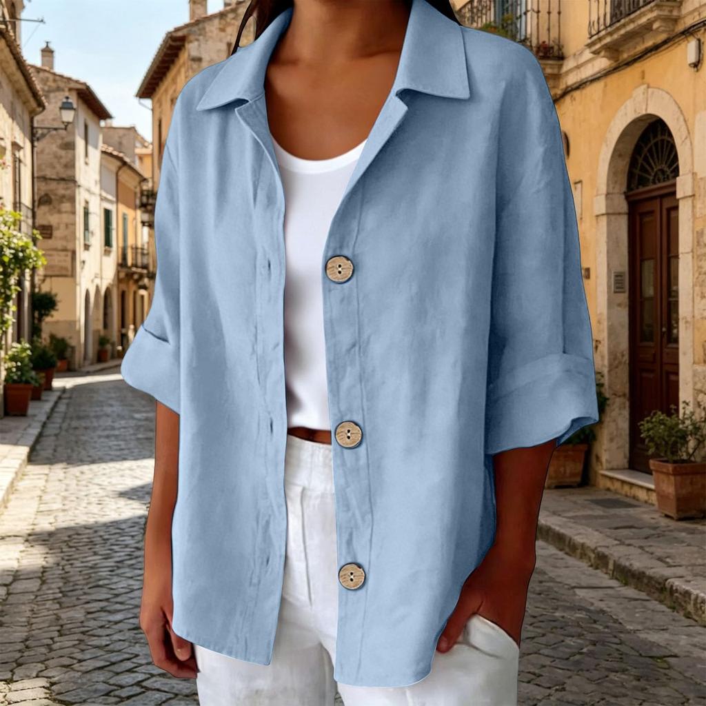 Women's Stylish Button Down Collar Loose Fit Cardigan Top for Casual Daily Wear