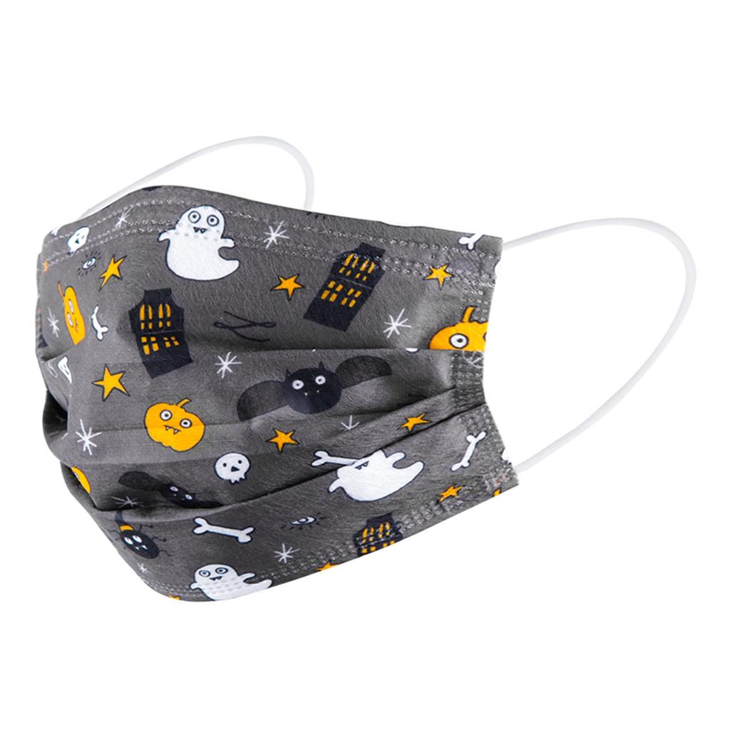 100PCS Unisex Disposable Face Mask Adults Halloween Horror Print Facial 