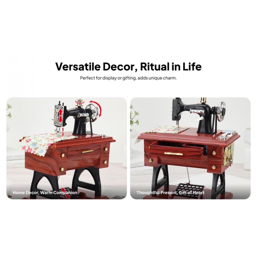 Creative Sewing Machine Music Box Clockwork Music Box Table Decor for Home Decoration