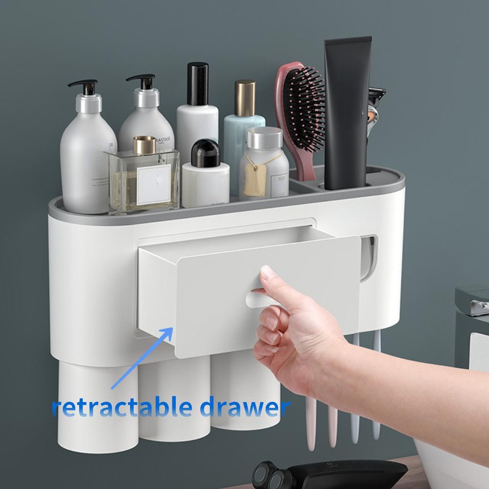 Badezimmer Adsorption Inverted Zahnbürstenhalter Wand Automatische Zahnpasta Squeezer Lagerregal Badezimmer Zubehör