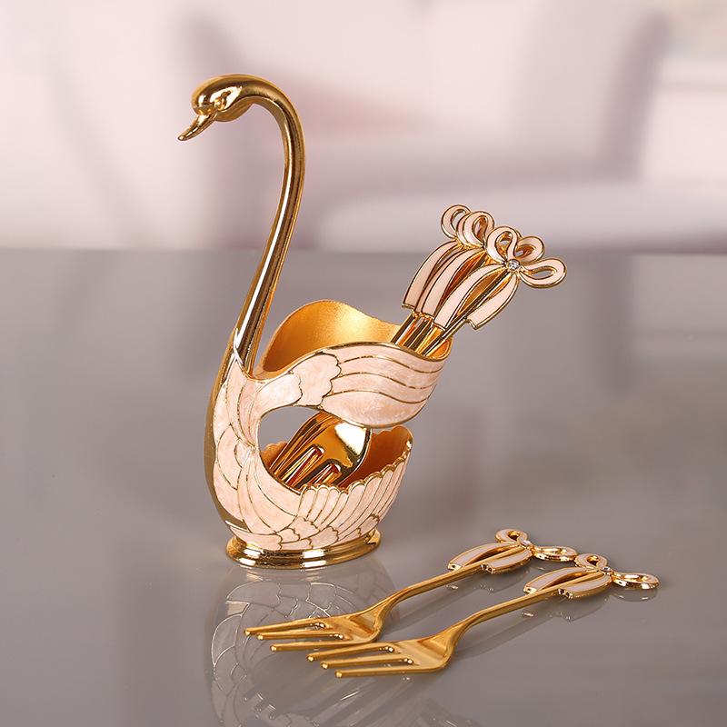 European Retro Coffee Spoon Creative Cygnus Stirring Spoon Mini Dessert Spoon Household Exquisite High-end Fruit Fork