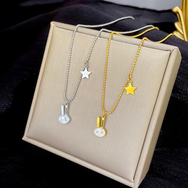 Fritillary Rabbit Minimalist Wind Stove Real Gold Necklace Female Collarbone Chain With Jewelry