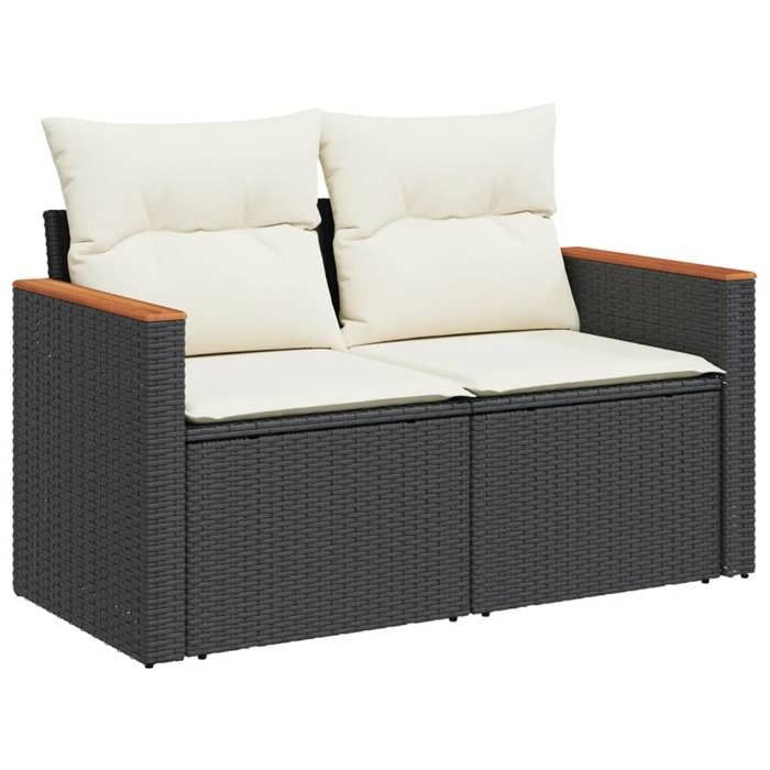 VidaXL Salon de Jardin avec Coussins 6 pcs, Canapés de Terrasse, Ensemble de Meubles de Patio, Mobilier d'Extérieur, Noir 3225951