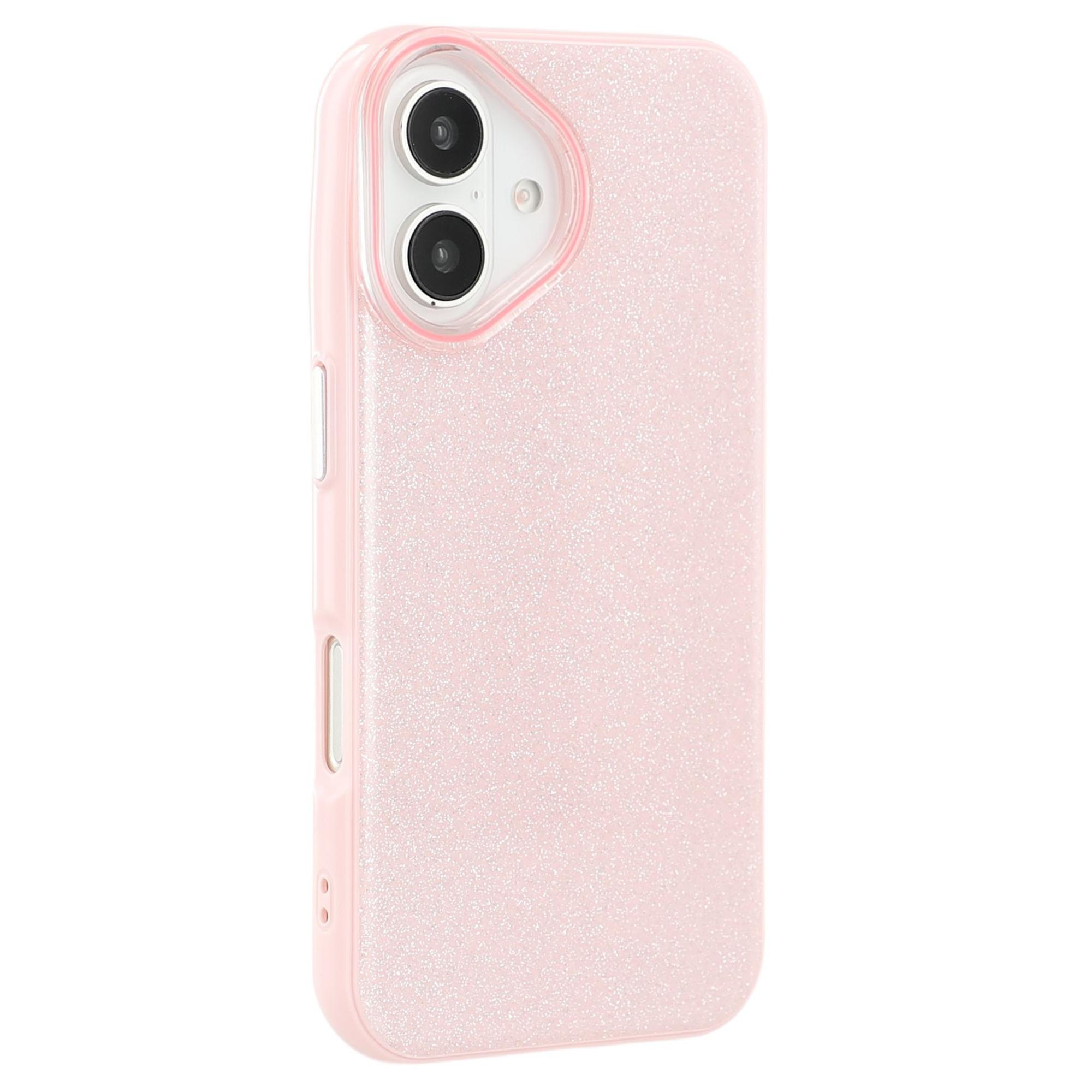 

For iPhone 16 Case Glitter Design IMD TPU+PC Phone Back Cover Pink