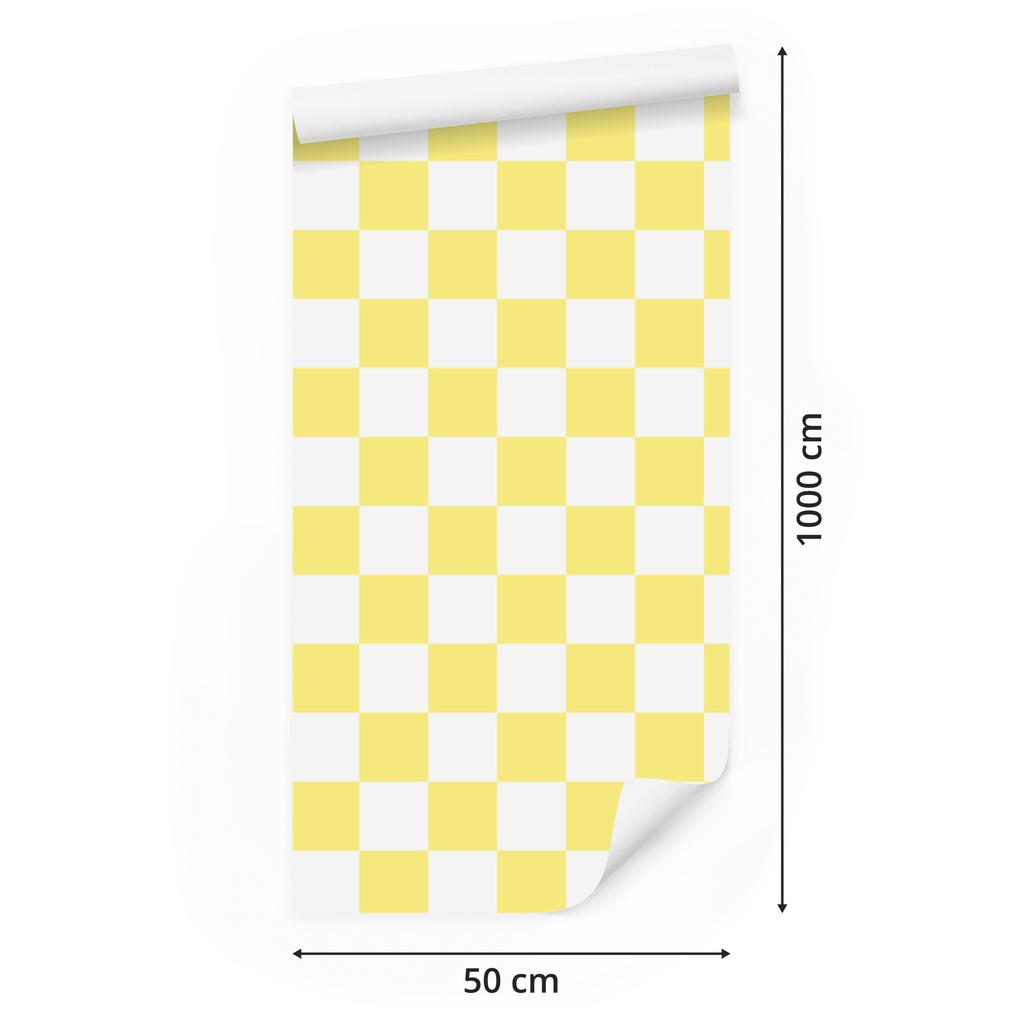 Cream Checkerboard Wallpaper for Living Room and Bedroom 50x1000