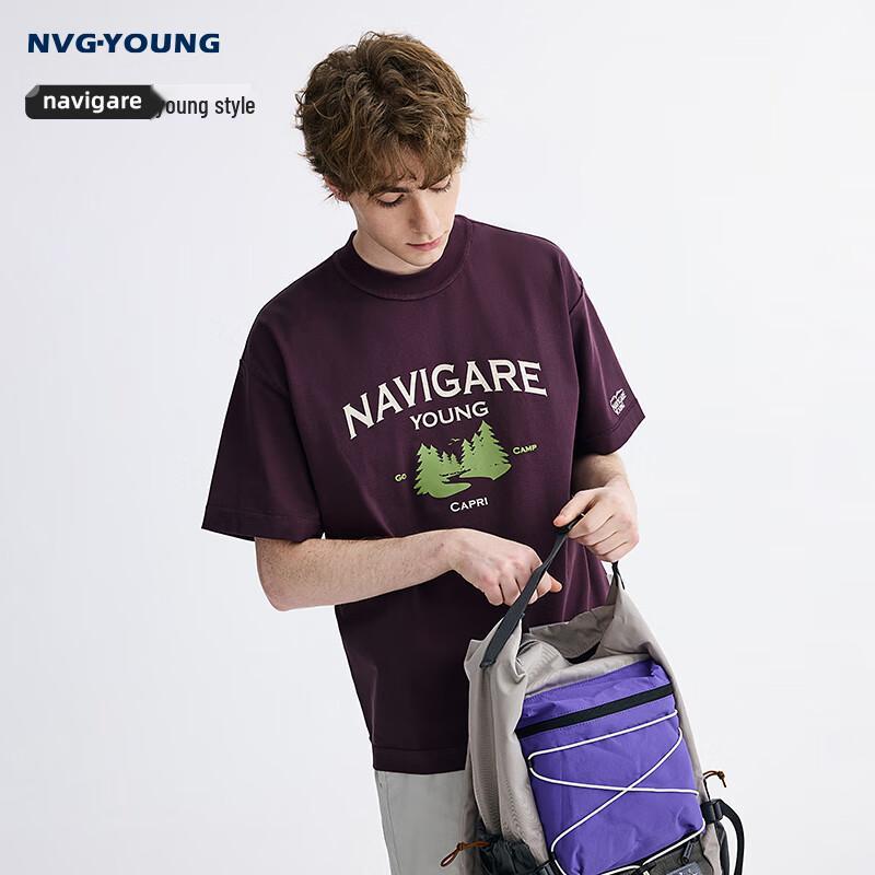 NVG·YOUNG Men s Italian Sailboat Print Loose-Fit Cotton T-Shirt 2XL