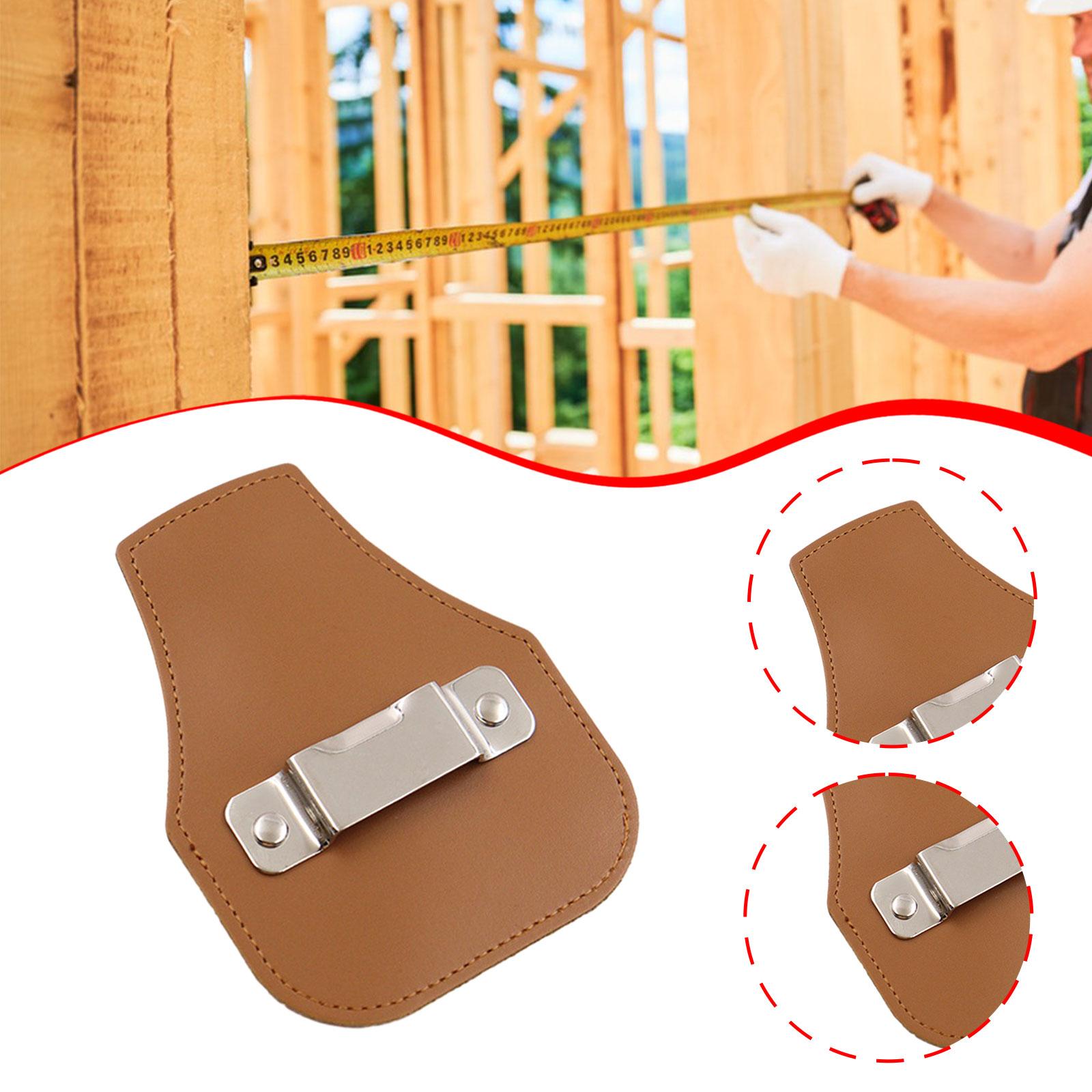 

Tape Measure Holder PU Leather Reinforced Pouch Tool Belt Clip Measuring Tape Holster for Carpenters Handymen Home Improvement світло-коричневого кольору
