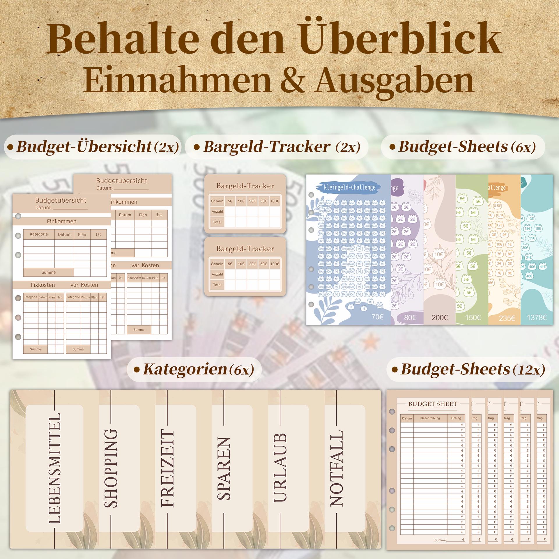 German A6 Binder: Crocodile Pattern Macaron PU Leather Notebook & Cash Budget Planner