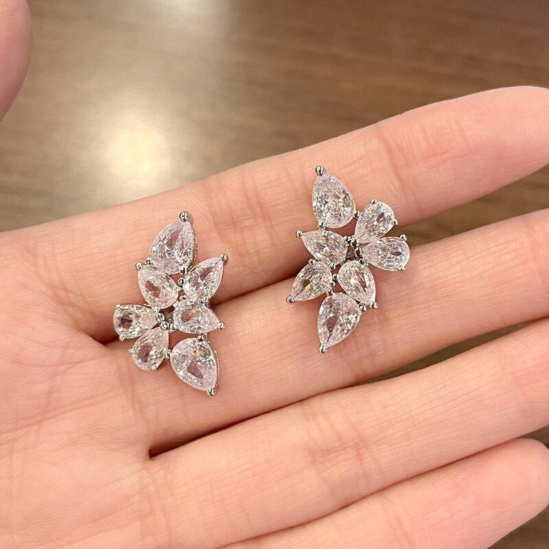 Orecchini Farfalla In Argento Con Cristalli Zirconia Cubica Multicolore - Gioielli Donna Eleganti E Brillanti, Regalo Romantico