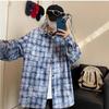 Spring and autumn high-end retro tie-dye plaid shirt men's long-sleeved versatile simple jacket