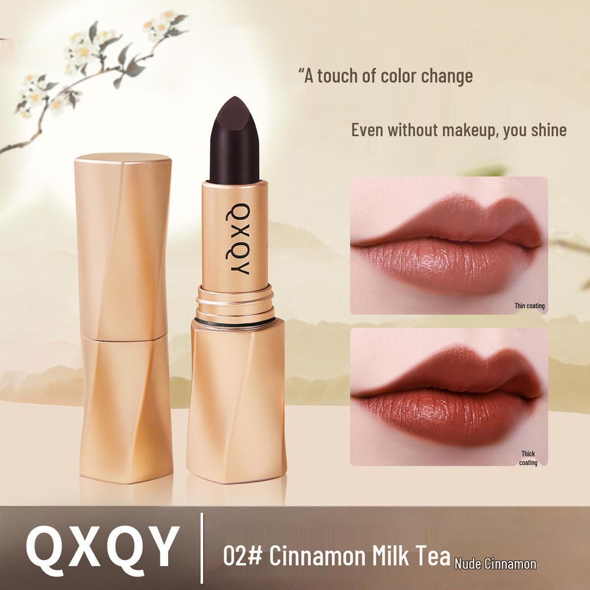 

QXQY Black Velvet Matte Lipstick - Long-Lasting, Waterproof, Retro Bean Paste Shade for Women