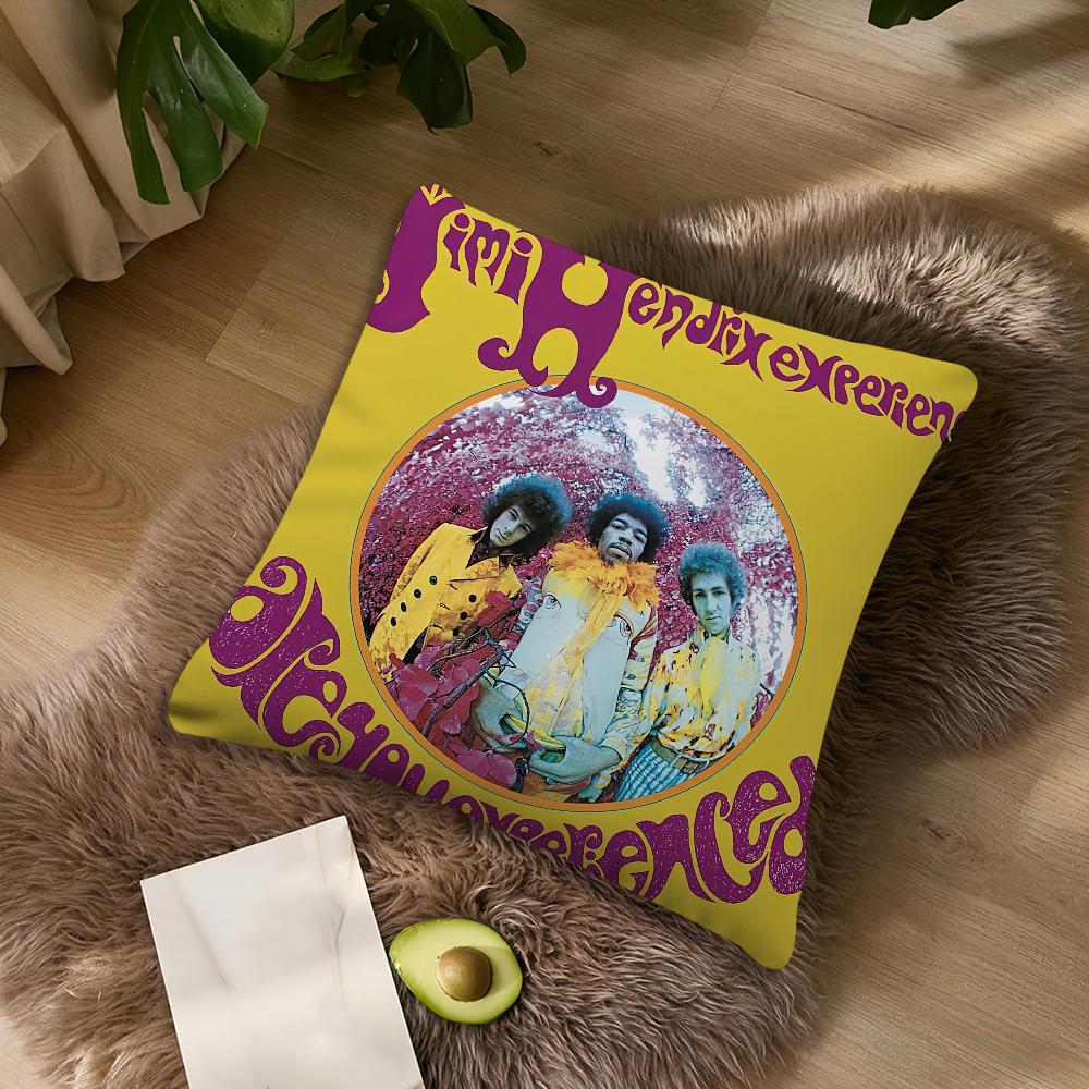 Singer J-Jimi H-Hendrix Cushion Cover Living Room Accent Couch Back Support Square Lounge Restful Nap Companion Pillow Case