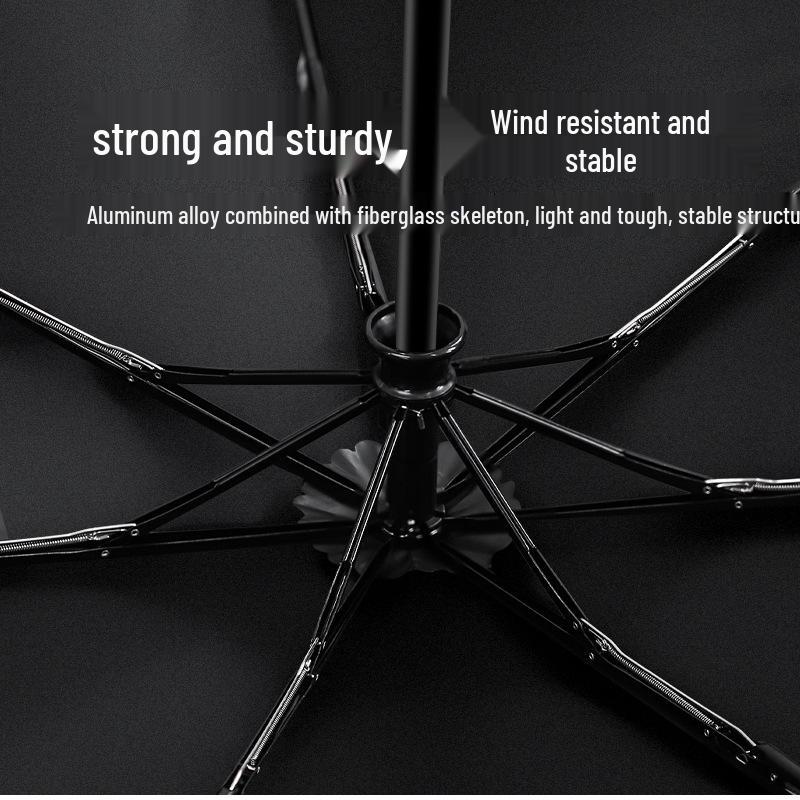PARACHASE Ultralight 7-Rib Automatic Umbrella with 30D Black Coating for UV Sun Protection