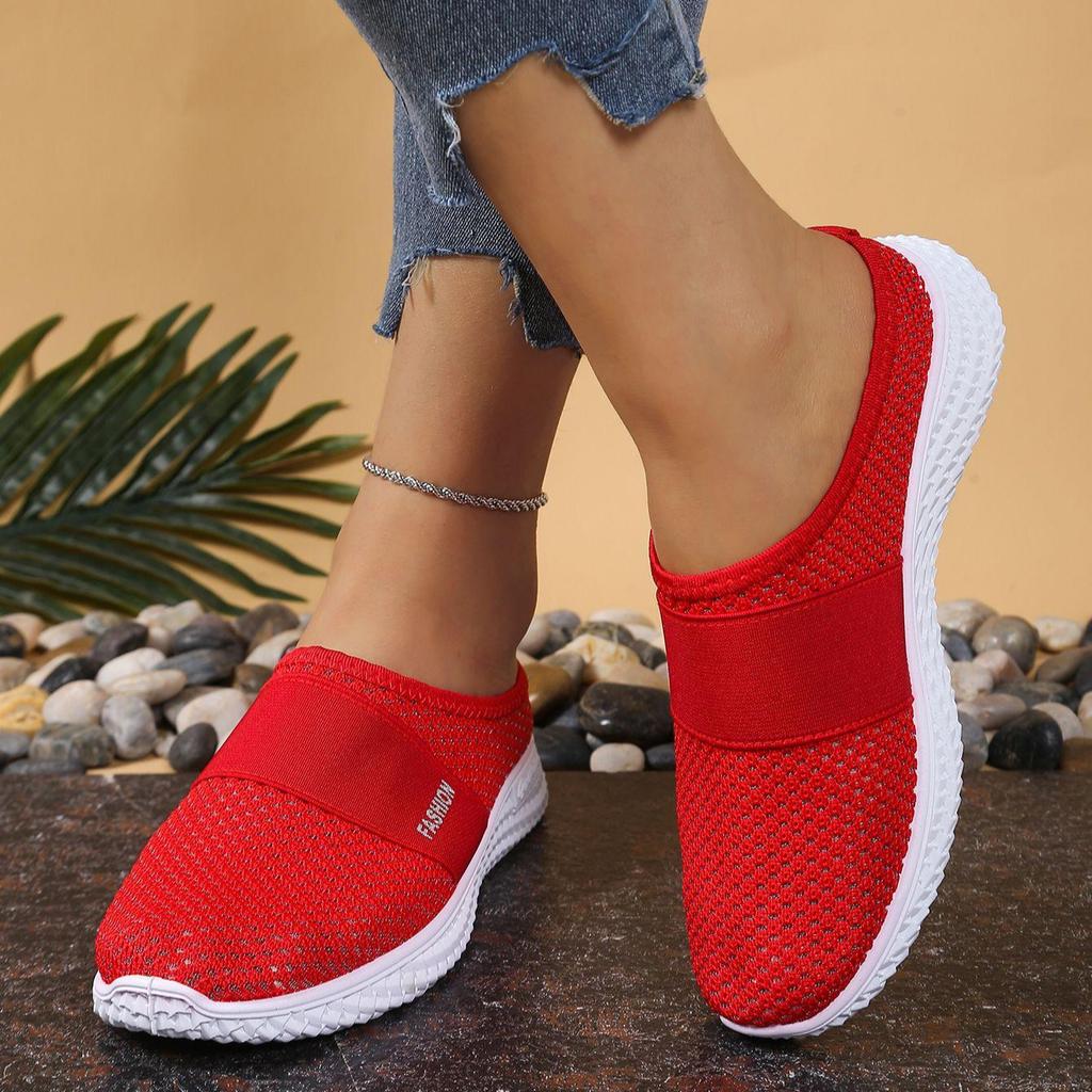 Damesko Casual Flats Sko Pustende Mesh Lazy for Damer Gåsko Lett Komfortable Utendørs Damesko