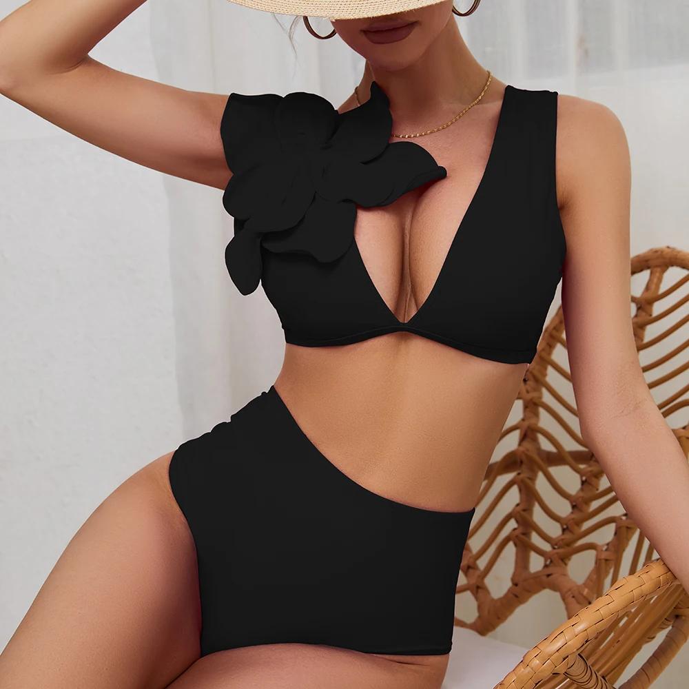 2024 בגד ים סקסי 2 צבעים פרח מרופד יוקרתי נשים בגד ים פרחוני סקסי מותן גבוה מונוקיני תשוקה בגד ים