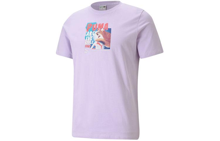 PUMA T Shirts Men s Light Lavender Crew Neck Moderate Straight Fit 530910-16 S