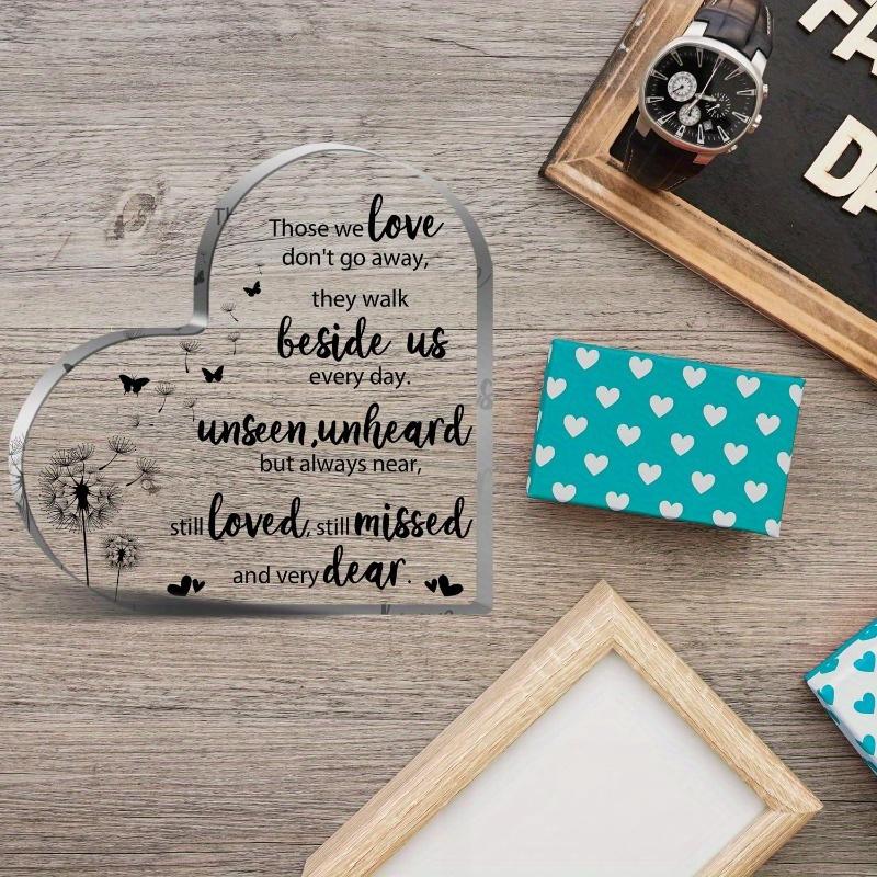 2D Flat Heart-shaped Acrylic Dandelions Desk Decor Plaque, Suitable for wall decoration, porch, room, villa, accents Home, Hallway, or Workplace - Rus