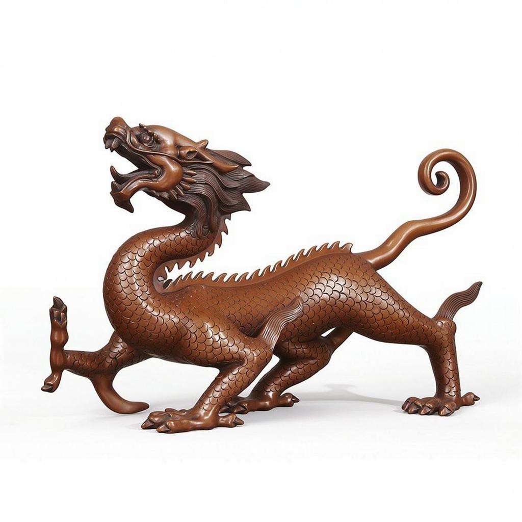 Dragon Figurine Metal Finish Statue Large for Study, Entryway