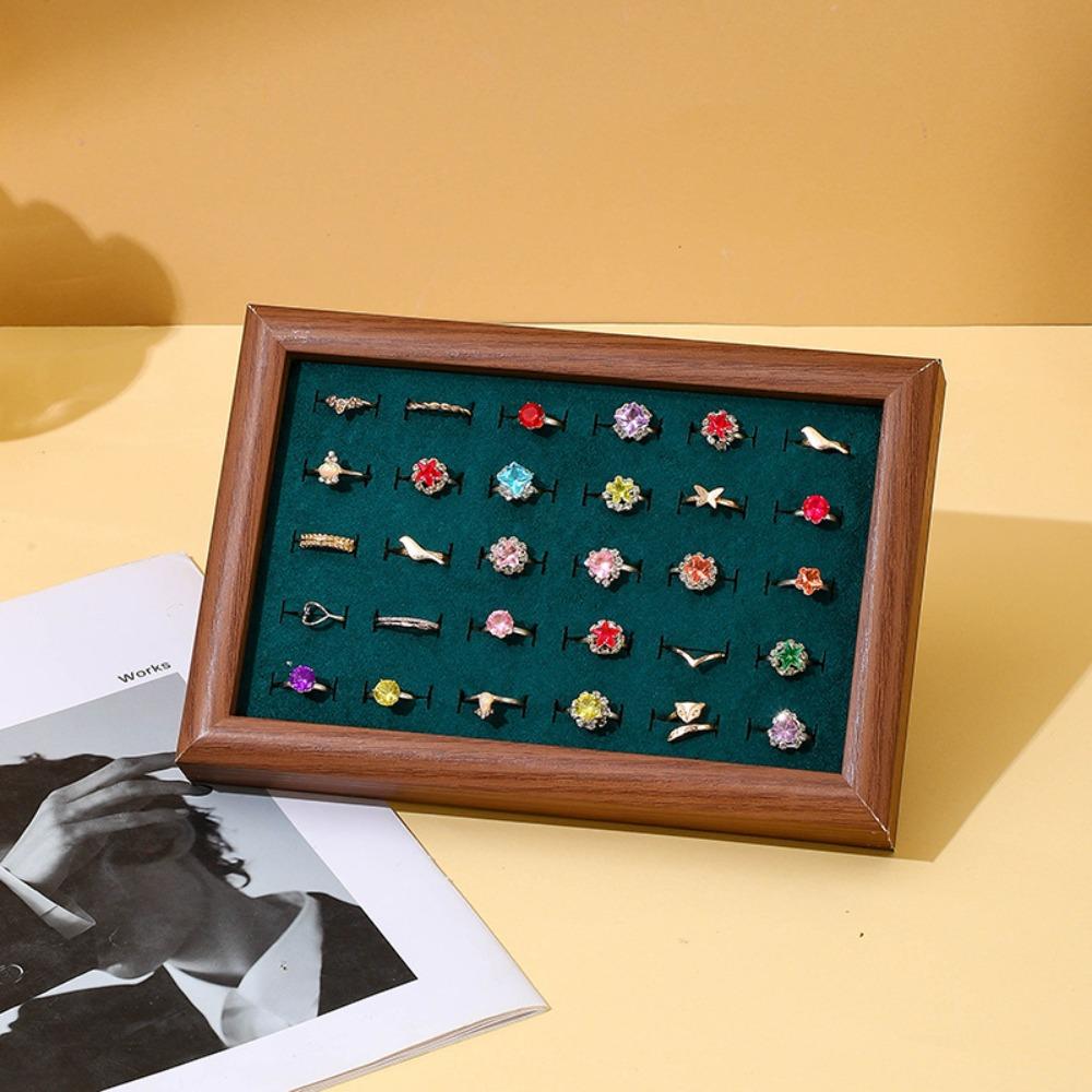 Velvet Rings Display Tray 30 Slot Finger Ring Storage Rack Fashion Jewelry Trays  Display Props