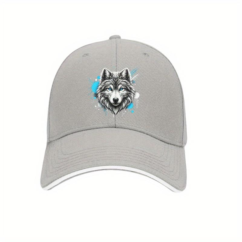 Wolf Graphic Print Baseball Cap Cotton Adjustable Casual Outdoor Sun Protection Dad Hat Unisex