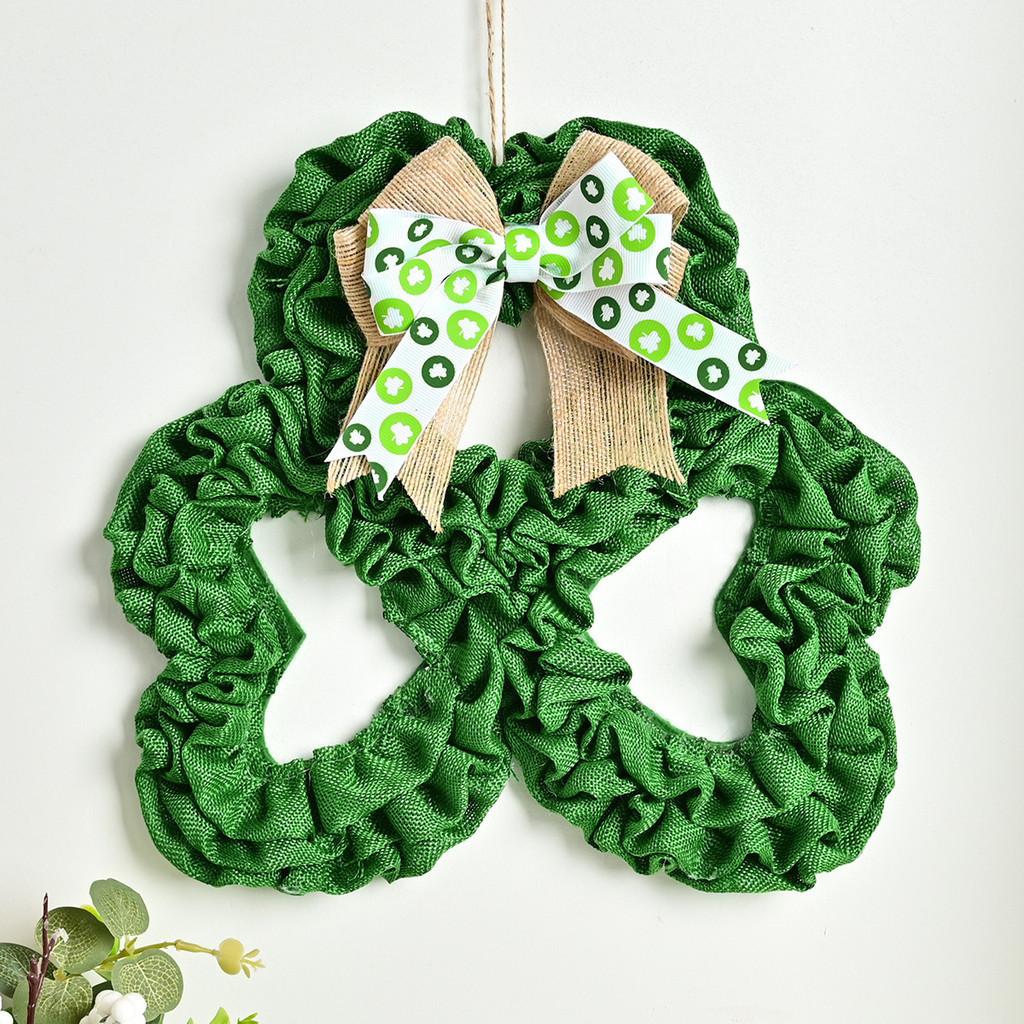 

Day Patricks St Festive Shamrock Wreath With Butterfly Bow Pendant Decorative