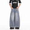 American High Street Retro Washed Ink Splashing Scimitar Jeans Men's and Women's Street Trendy Brand Ruffian Handsome Loose Casual Wide-leg Pants