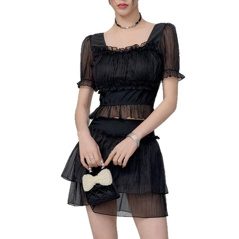 2025 Lace Split Two-Piece Swimsuit: Sexy Mesh Summer Fairy Dress Swimwear for Women