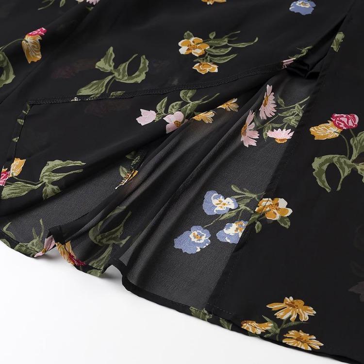 Floral Print Spaghetti Strap Loose Fit Big Swing Skirt Spring Dress