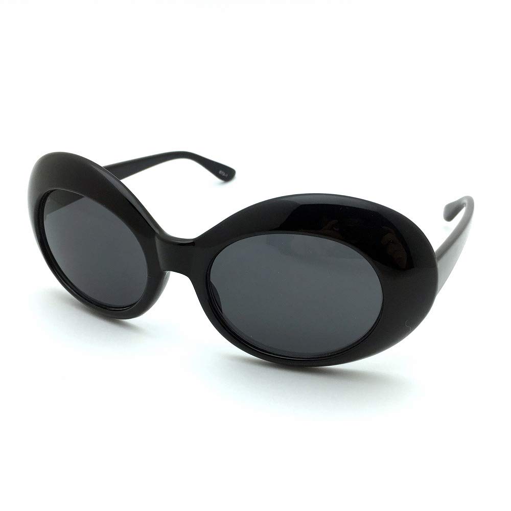 [Glasses Glasses Glasses] Designed for Japanese People Grunge Round Sunglasses, Oval, Large, Big Frame, Black 673-bksm