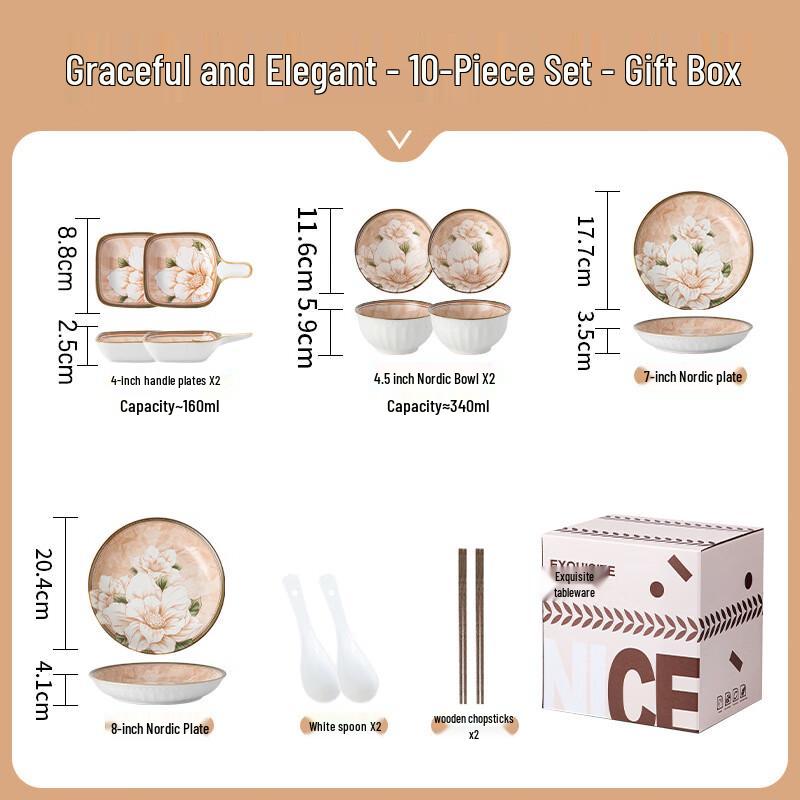 Japanese Camellia Ceramic Dinnerware Set