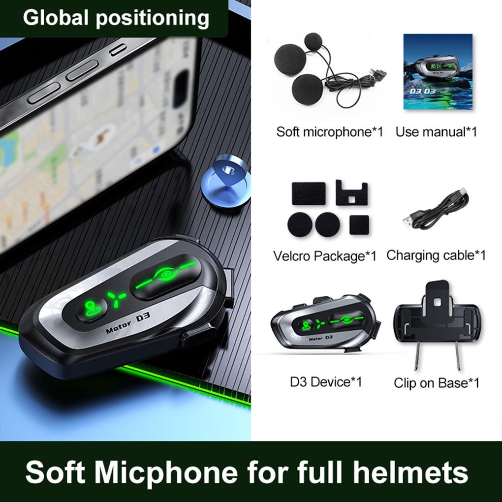 

Motorcycle Helmet Bluetooth Headset Global GPS Tracking Multi Rider Intercom Waterproof Noise Cancellation