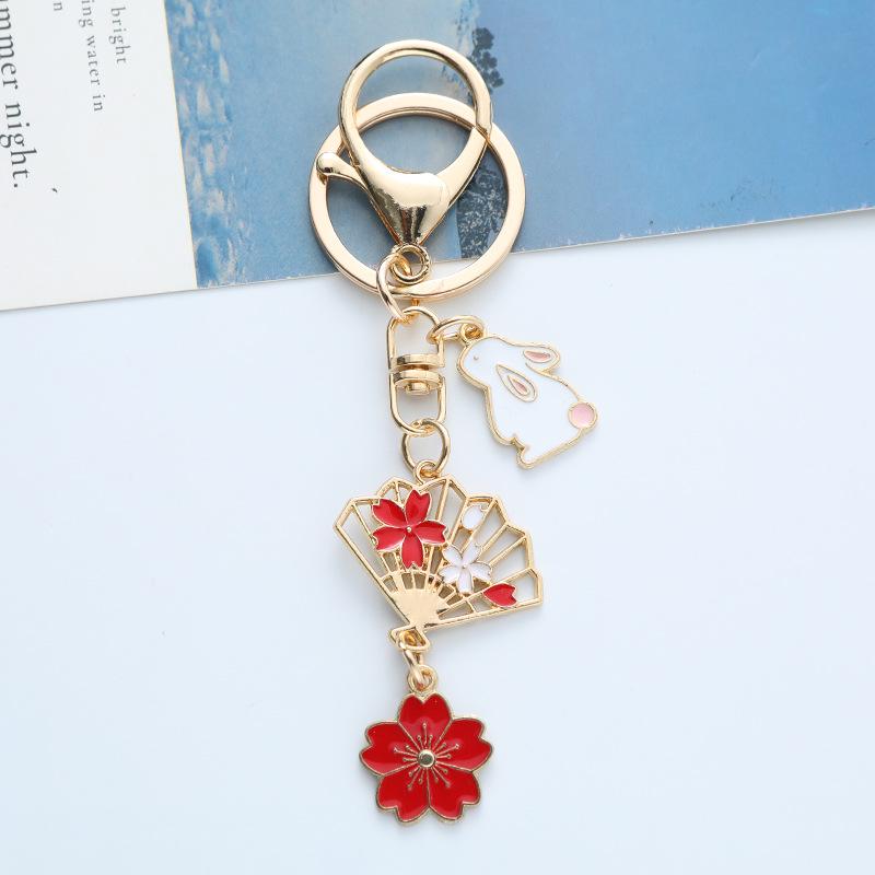 Cherry Blossom Fan Keychain: Heart-Shaped Best Friend Gift & Bag Accessory