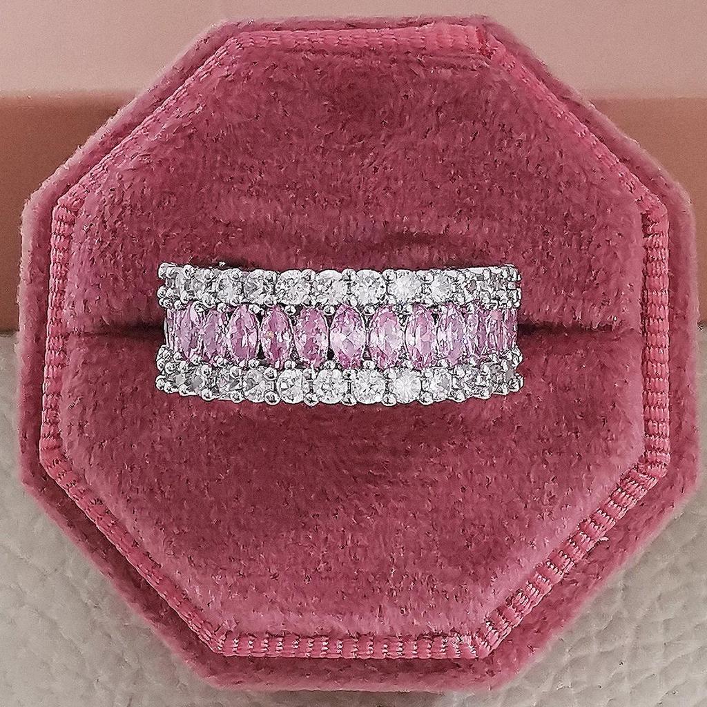 Shein Multi-Row Luxury Zircon Eternity Ring R5579 for Women