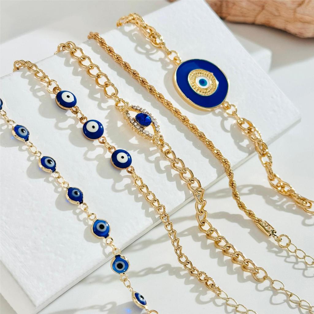 Bohemian Personality Devil's Eye Bracelet, Design Sense, Diamond-set Dripping Eye Bracelet Set, Women
