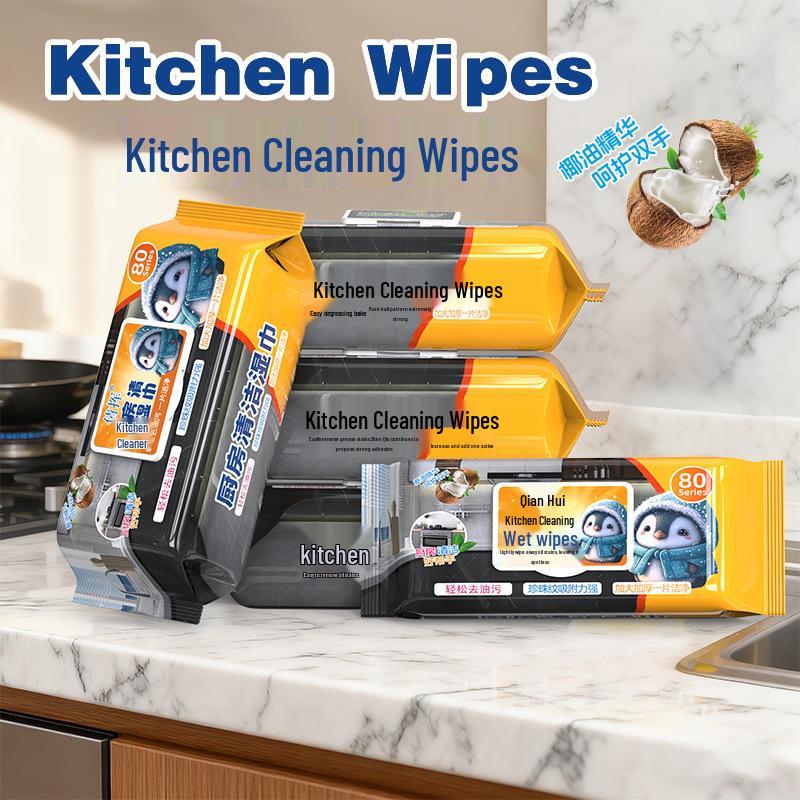 Penguin XL Kitchen Wet Wipes for Oil & Stain Removal - Thickened Household Cleaning Towels