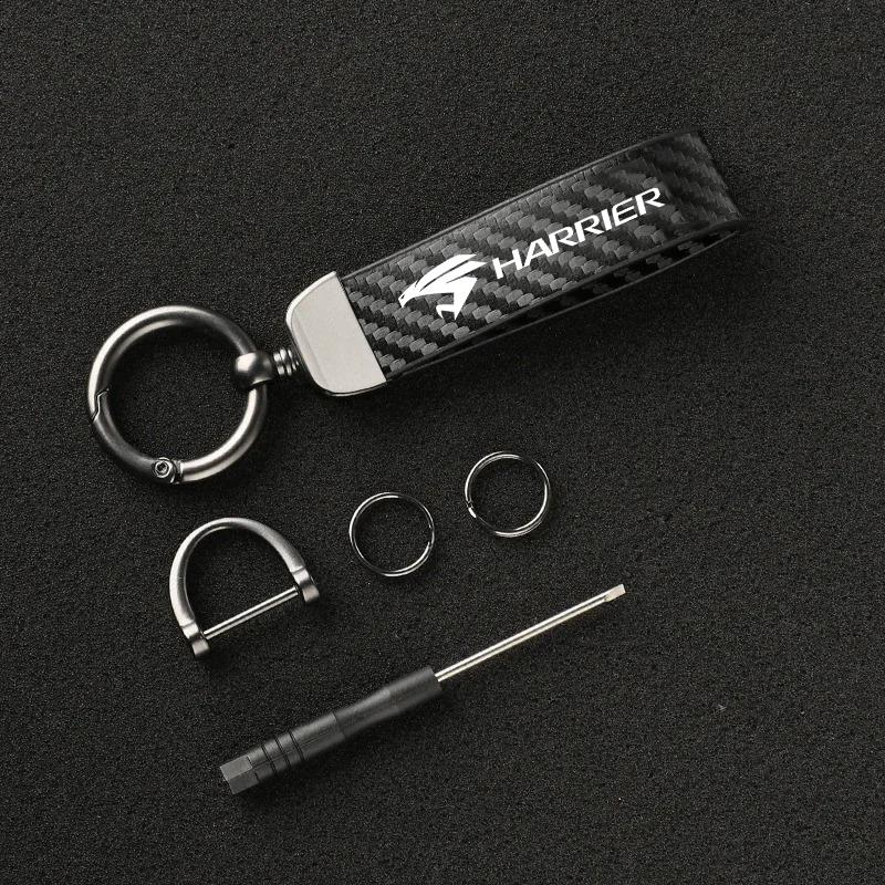 

Car Carbon Fiber Style Keychain Microfiber Leather Key Chain For Toyota Harrier 30 60 80 XU30 XU60 XU80 2022 2023 Accessories чёрный