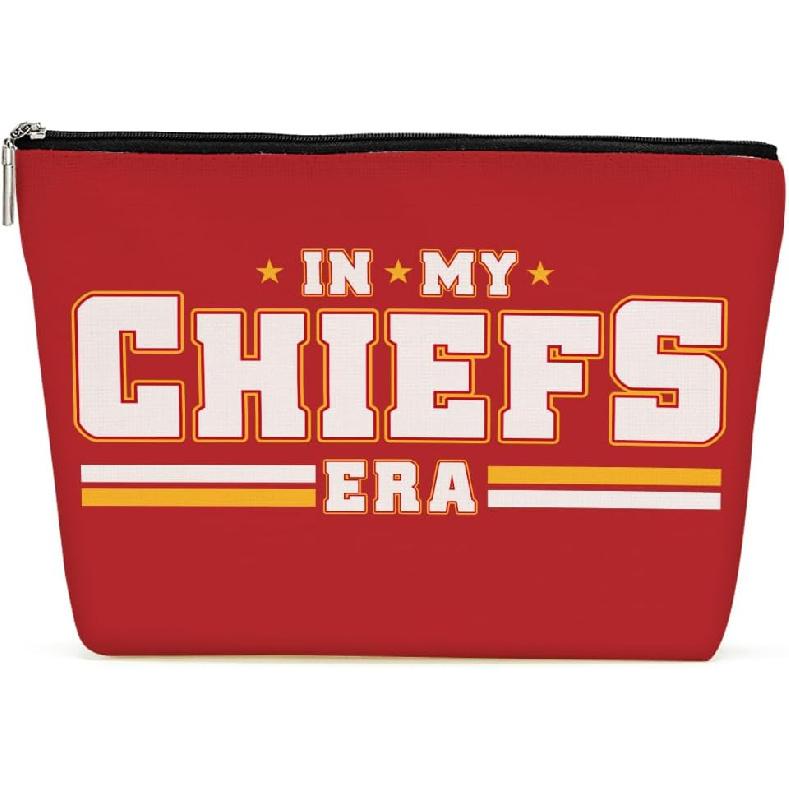 In My Chiefs Era Football Gifts Football Lovers Gift Game Day Red Makeup Bag Cosmetic Bag Friendship Gifts for Women Friends Girls Sport Football Mom