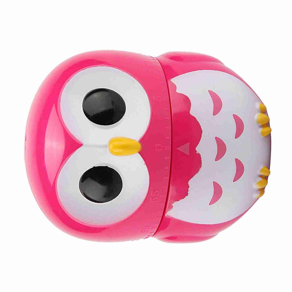Cute Owl Shape Kitchen Manual Timer Mechanical Home Cooking Counters Clock(Rose)