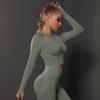 Seamless Tight Solid Color Pleated Sports Long Sleeved Top With High Elasticity, Breathability, Running, Fitness, Yoga Clothes For Women