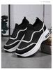 Women's Breathable Mesh Fly-Knit Casual Shoes with Thick, Soft Soles for Comfortable Height Increase