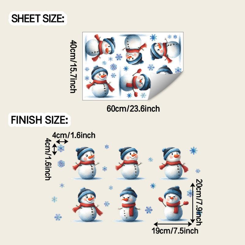 Creative Funny Emoji Snowman And Snowflake Stickers Home Christmas Vibe Decoration Wall Stickers Self Adhesive