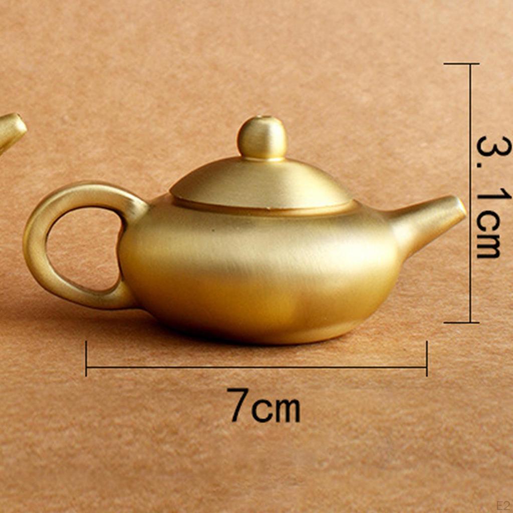 Mosiężny czajniczek w stylu chińskim Feng Shui Ręcznie robiona ozdoba Rzemiosło Miedziany czajniczek do biurka